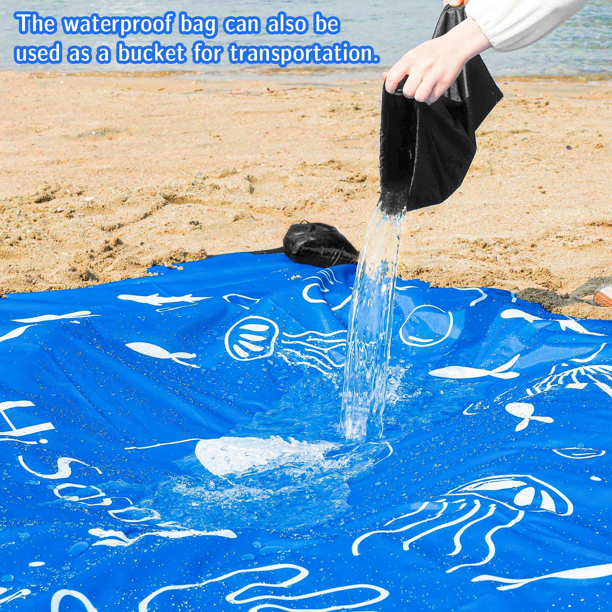 Hi Sasara 6.56 X 6.56 ft Beach Puddle Pool,Blue Ocean Pattern Baby Beach Portable Pool for Kids Boys and Girls (Blue)