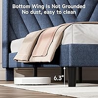 Vista 34 de koorlian Base de cama Queen con cabecero, base de cama tapizada ajustable con puertos tipo C y USB, cabecera de almacenamiento con respaldo de ala