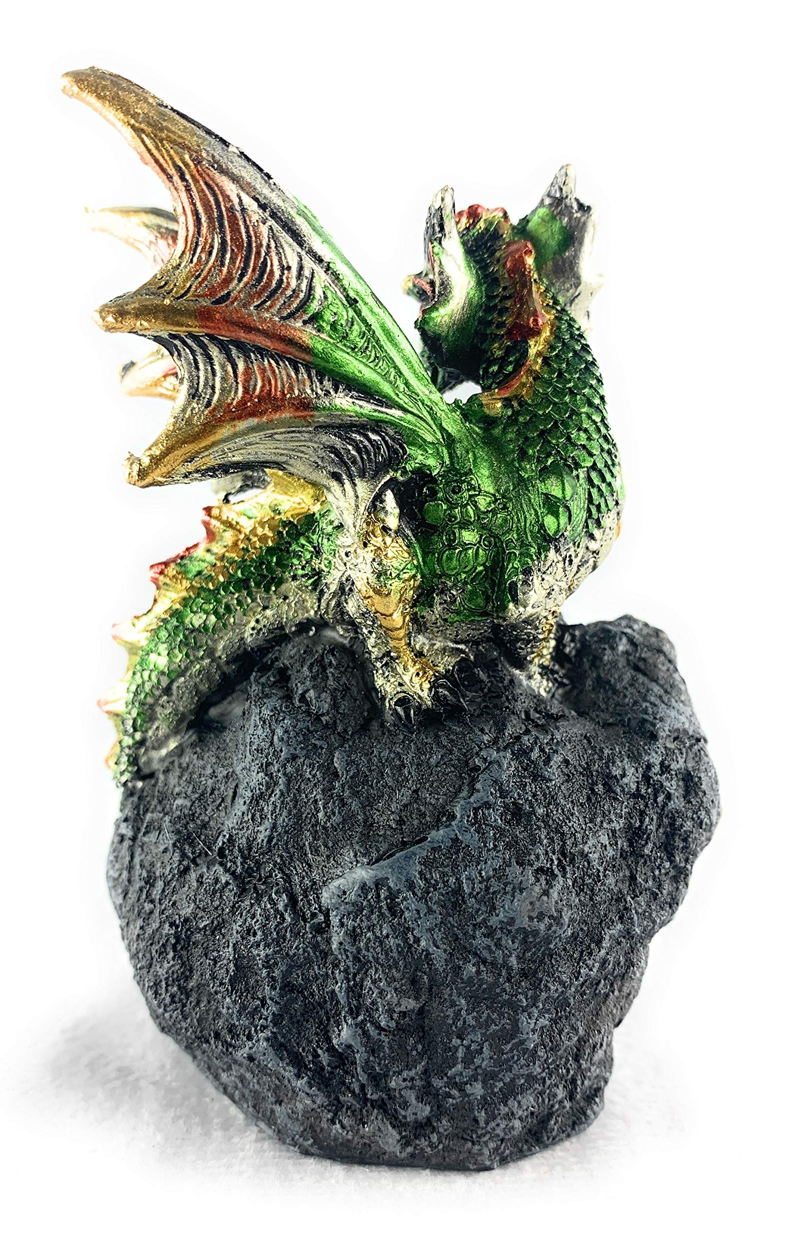 Ain't It Nice Drachenstatue, Felsen, Kunstgeode, Höhle, funkelnd, mittelalterlich, Sammlerstück, Fantasy-Drachenfigur, Grün, 7,6 x 3,8 x 10,2 cm (L x B x H)