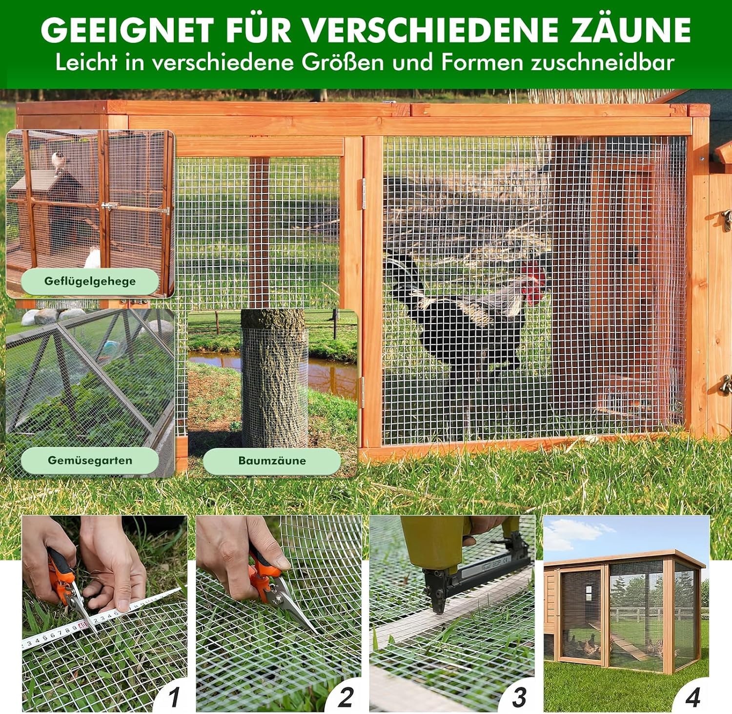 Drahtgitter Feinmaschig, 1m x 25m Wühlmausgitter für Hochbeet, Verzinkter Draht 0,7mm Dicke, Maschenweite 12x12mm, Hasendraht Volierendraht Kaninchendraht Hühnerdraht Garten