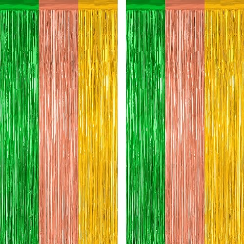 Miniatura 45 de Paquete de 2 telones de fondo de oropel rojo, cortinas de flecos de 3.28 pies x 7.05 pies, decoraciones de fiesta para aniversarios de boda