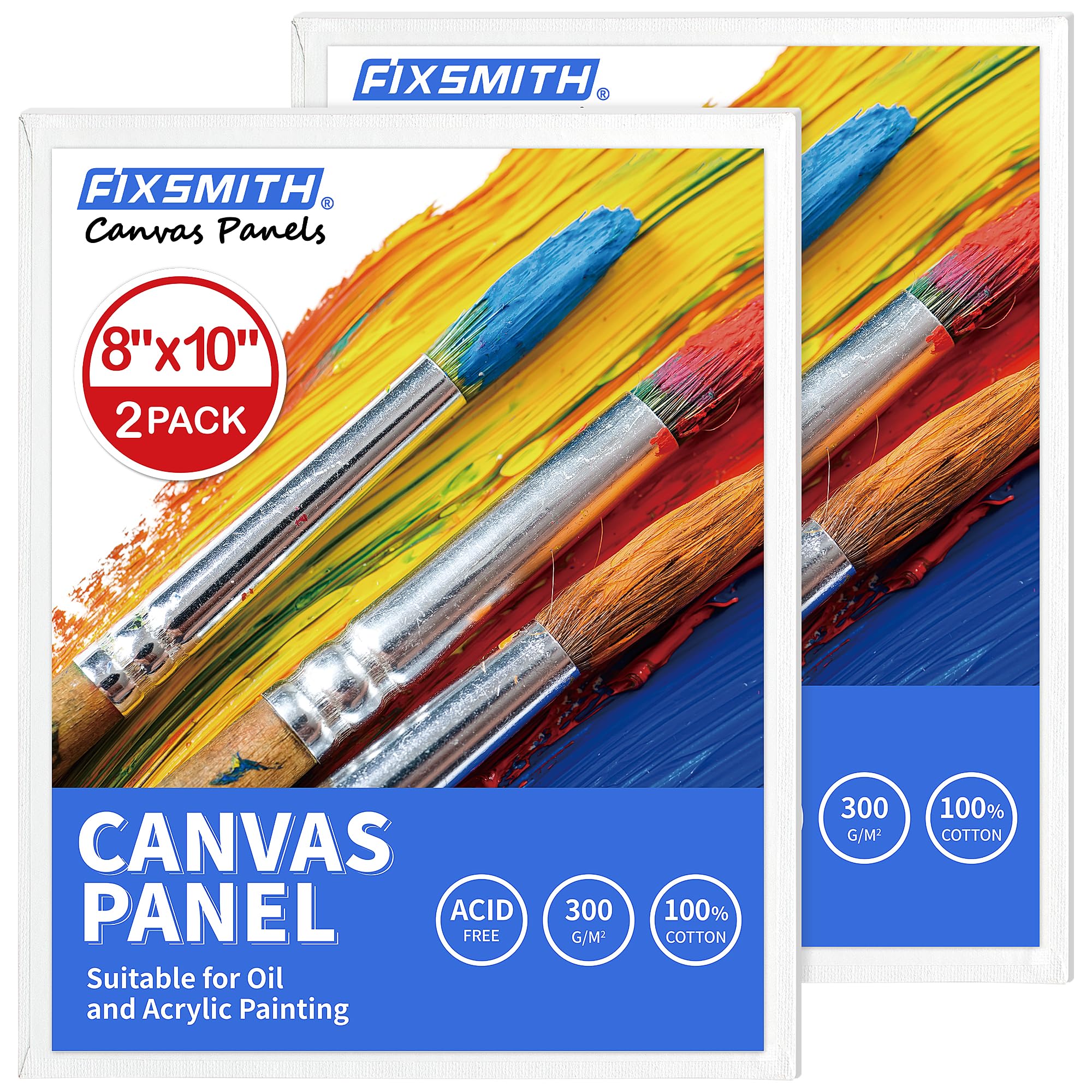 FIXSMITH 8x10 Canvas Boards for Painting, 2 Pack Canvases