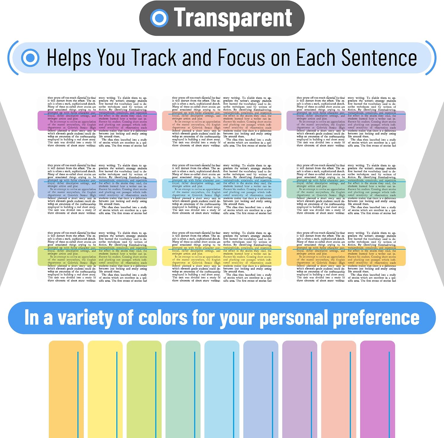 Mr. Pen- Guided Reading Strips with Line, 18 Pack, Pastel Color image 4
