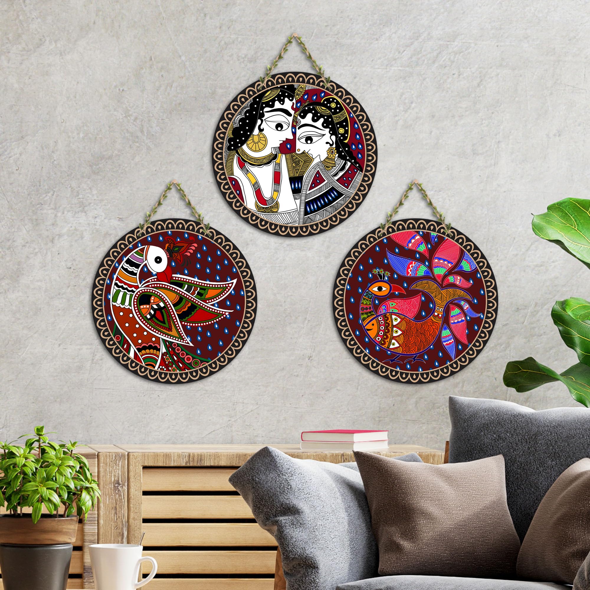 Artvibes Flower Wall Hangings - Set of 3 -14