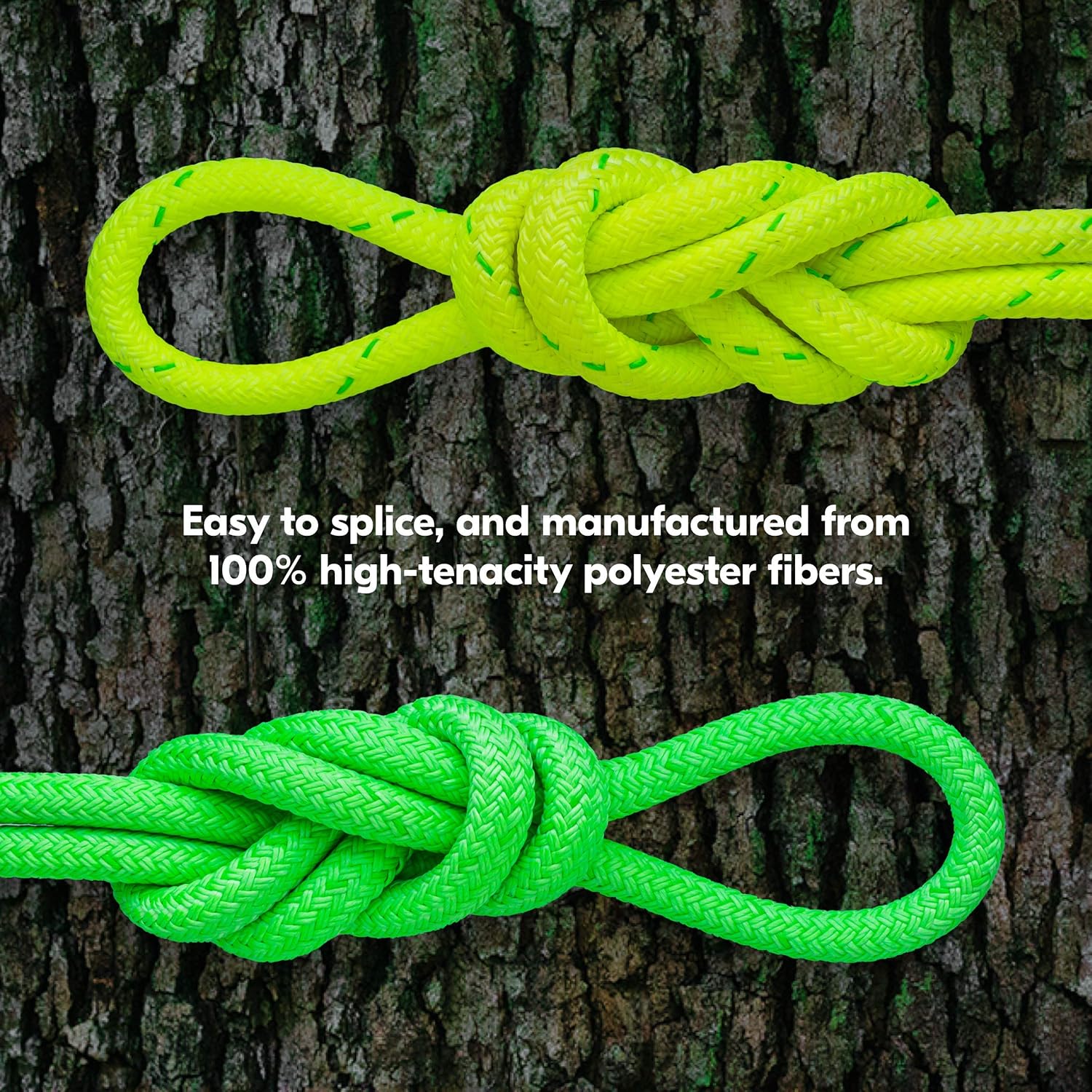 1/2" (12mm) Double Braid Polyester Arborist Bull Rope - Neon Blue Coated - 600 Feet