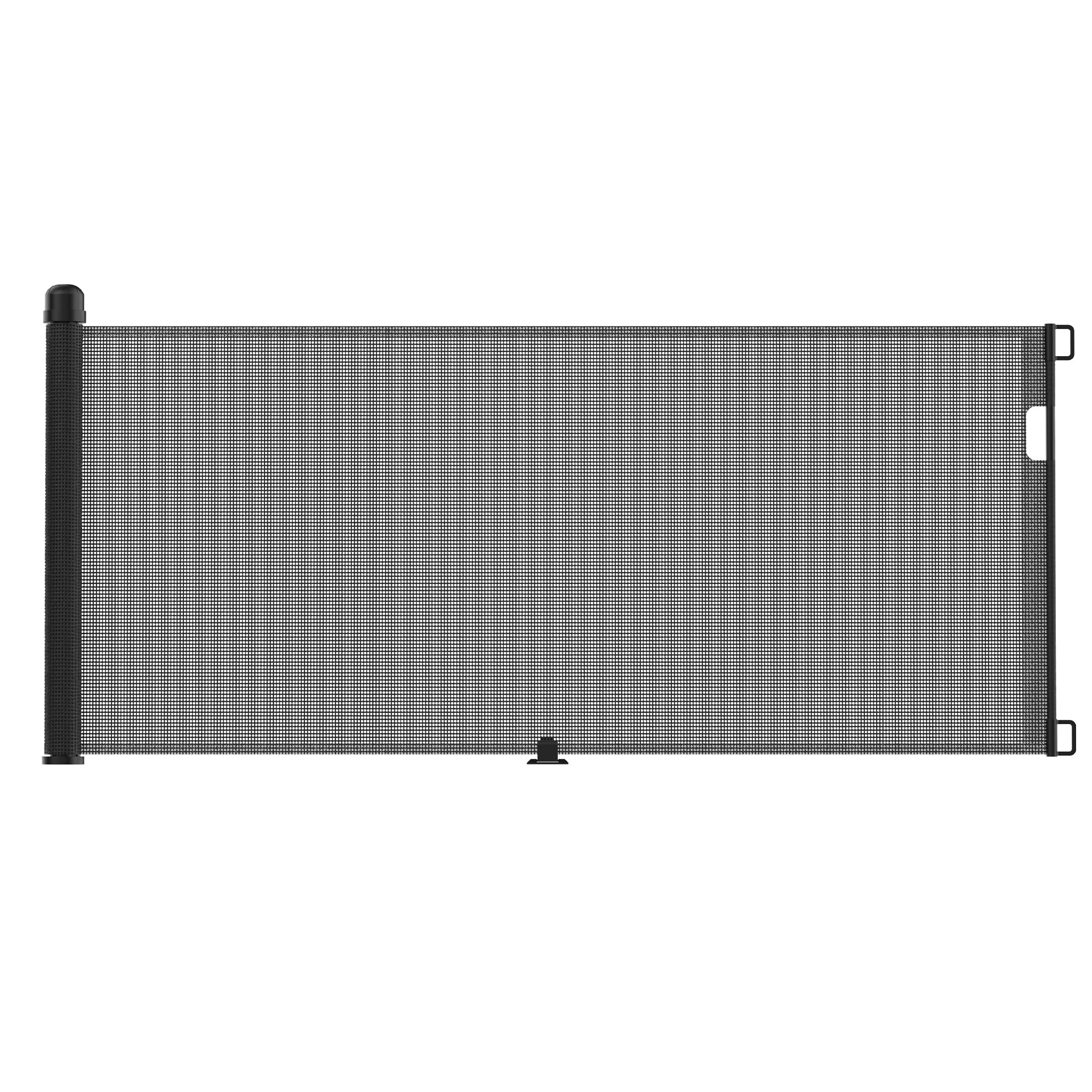NAIZY Treppenschutzgitter Rollo Ausziehbar Türschutzgitter 87 x 0-300 cm Absperrgitter Treppenschutzrollo Baby Türschutzrollo Geeignet für Treppen Türen Innen & Außen, Schwarz