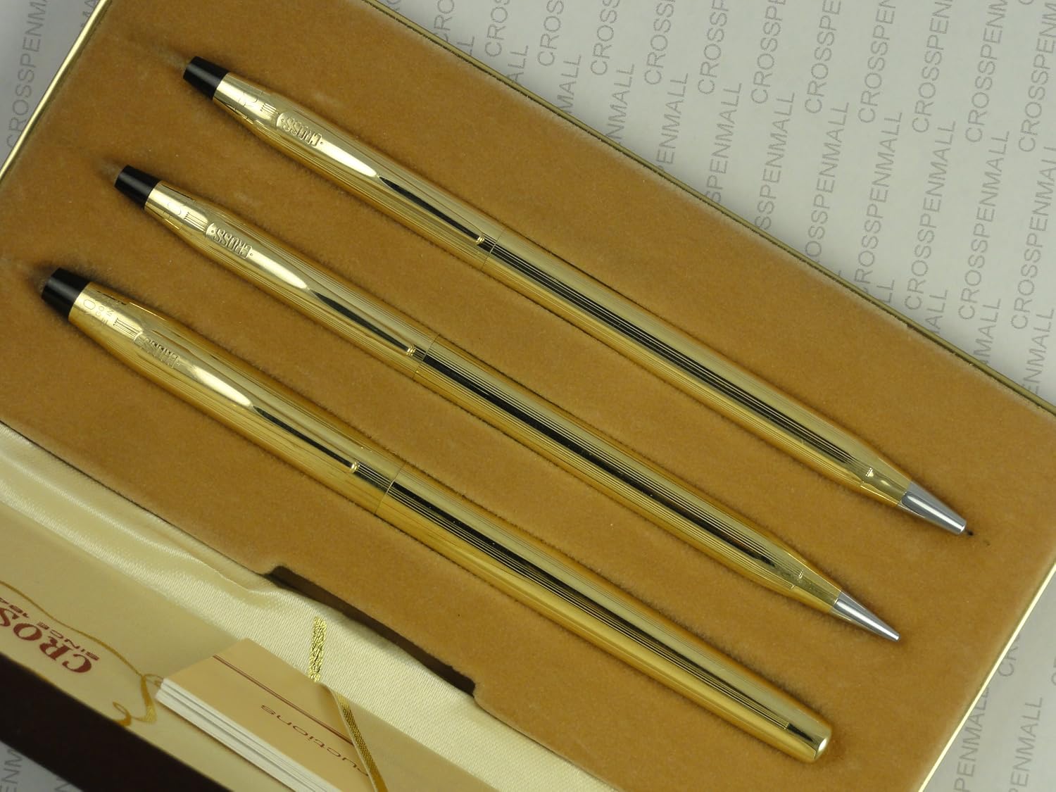 Made in The USA Century Classic Trio of 10K Rolled/Filled Rollerball Pen, Ball-Point Pen and 0.9MM Pencil Combo Set. Very Rare Made in Lincoln Rhode Island, USA