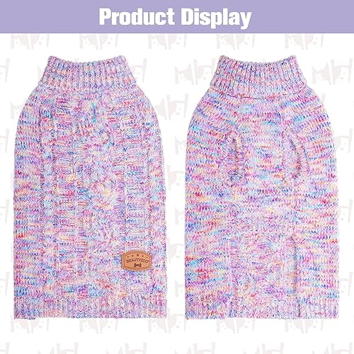 Miniatura 2 de BEAUTYZOO Suéter para perro pequeño - Cuello alto, suéter clásico de punto trenzado, abrigo de invierno suave, ropa para clima frío para perros