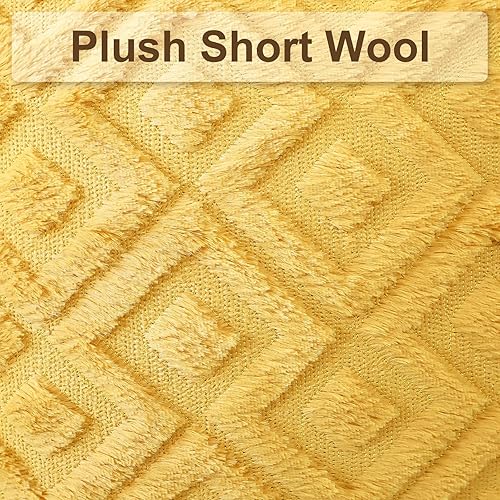 Miniatura 4 de OTOSTAR Paquete de 2 fundas de cojín decorativas de terciopelo de lana suave y corta con patrón de bucle cuadrado 3D, estilo de lujo, fundas de