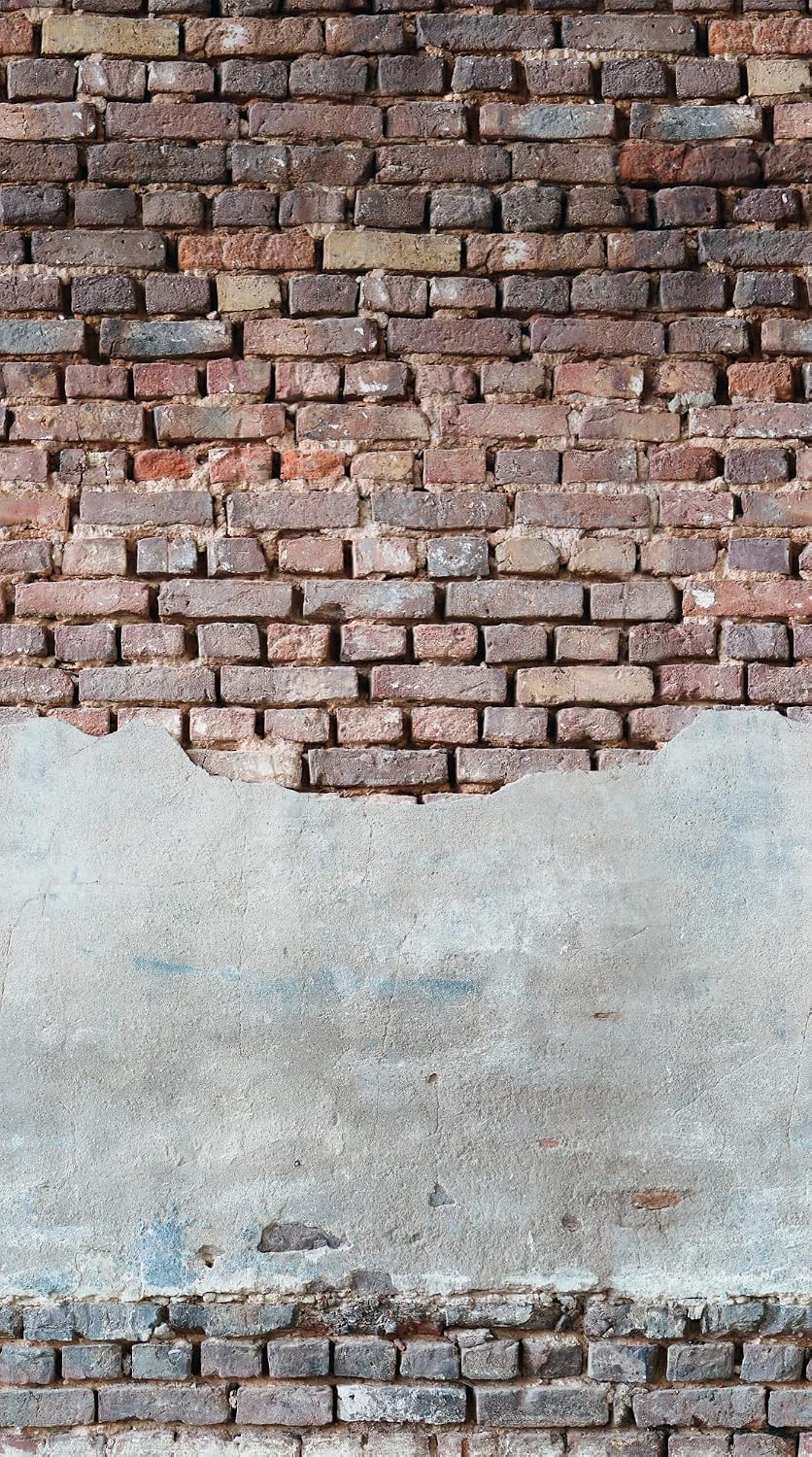 Livingwalls Brick Wallpaper The Wall Non-Woven Wallpaper 1.59 m x 2.80 m Red Grey White Made in Germany 383341 383341