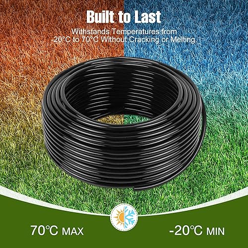 Miniatura 4 de Tubo de riego por goteo de 100 pies de 14 de pulgada con paquete de 10 conectores en T de 14 de pulgada a presión para conectar, manguera de línea