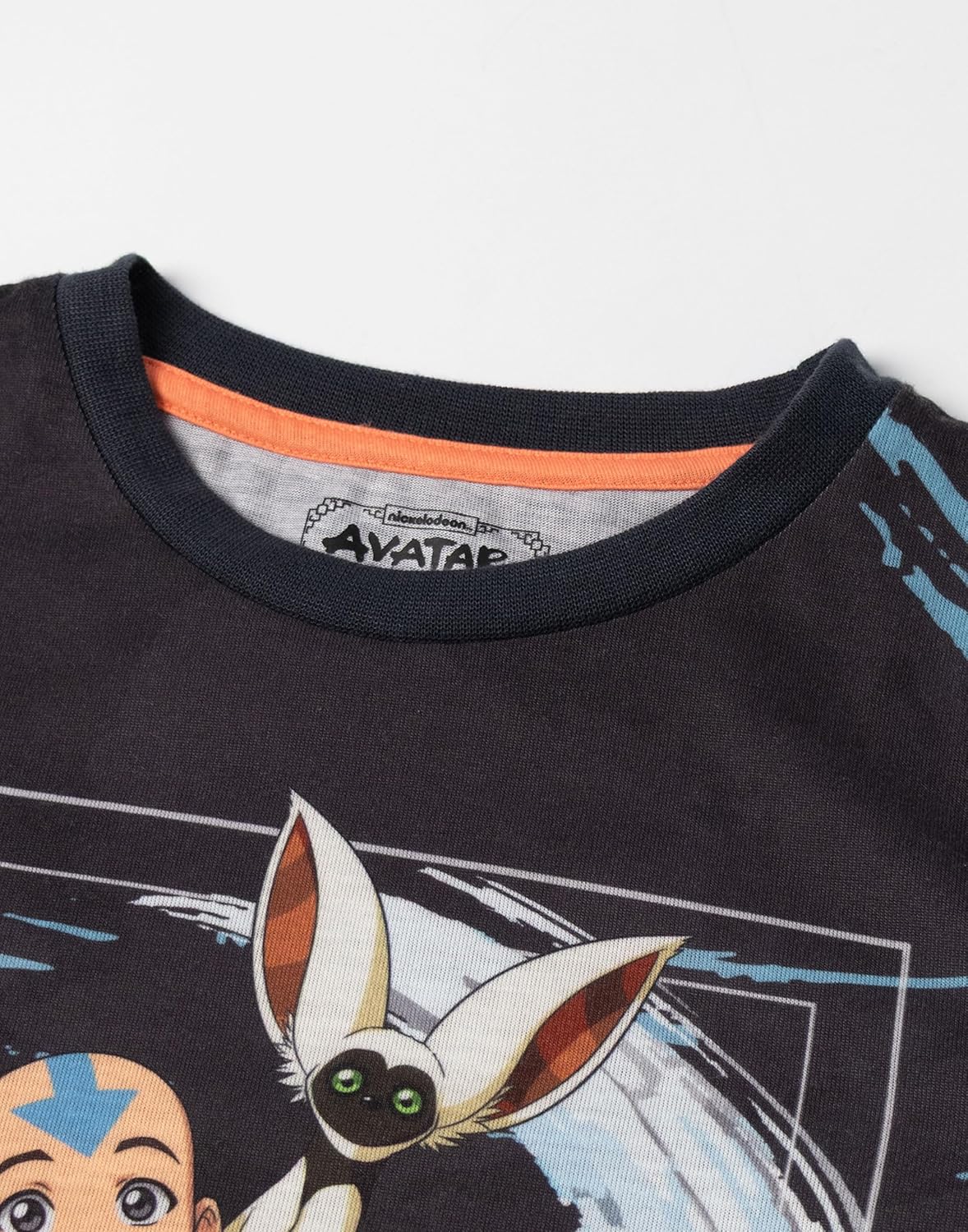 NICKELODEON AVATAR THE LAST AIRBENDER Aang Appa Boys Black Long Sleeve Leg Pajama Set Kids Sleepwear with Character Print