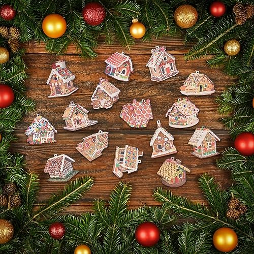 Miniatura 5 de 15 piezas de decoración navideña de madera para casa de campo, decoración de árbol de Navidad, decoración de árbol de Navidad para colgar