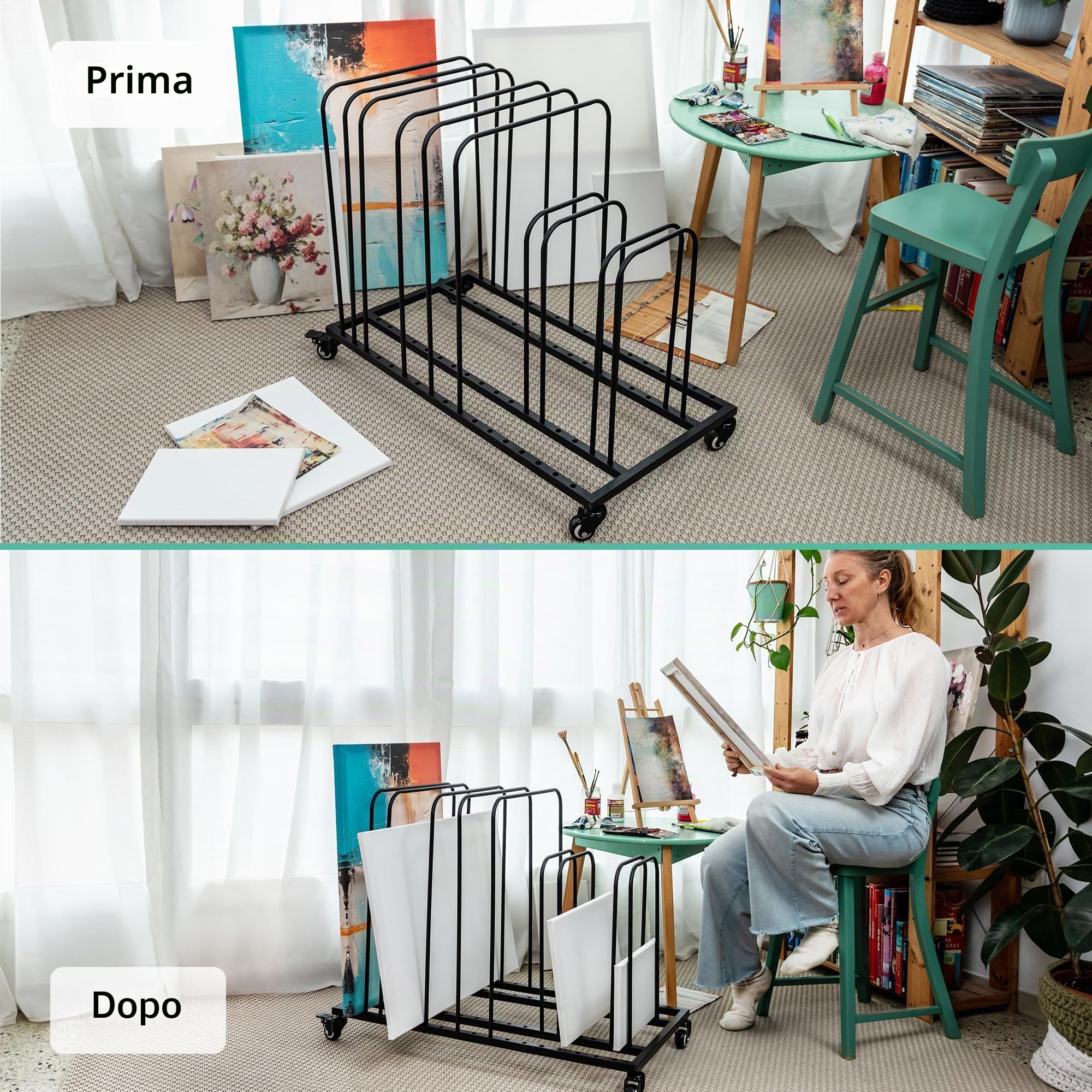 Porta Tela Artistica | Conserva i Tuoi Quadri in Sicurezza | Stendino per Asciugatura Facile da Spostare | Organizza il Tuo Studio in Modo Professionale | Espositore per Stampe | Art Canvas Rack