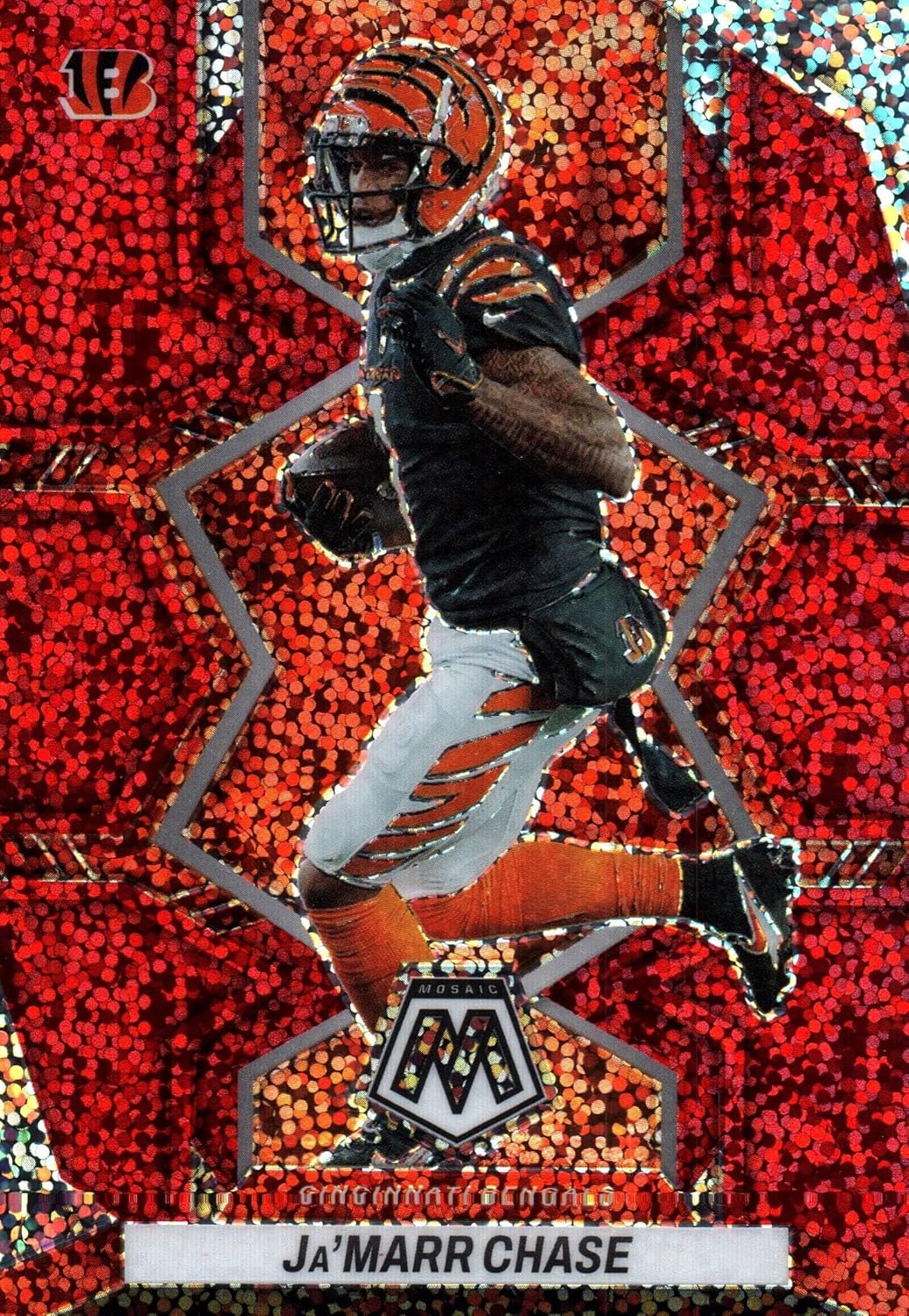 Jamarr Chase Red Sparkle Prizm Mosaic Collectible Football Card- 2022 Panini Mosaic Football Card #41 (Bengals)