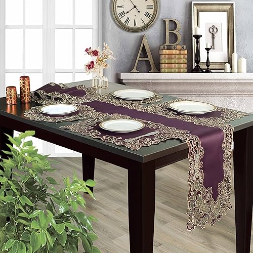 Miniatura 3 de Manteles individuales  Juego de 4 hechos a mano con bordado europeo para recepciones de boda, banquetes, fiestas, cocina, comedor, mesa auxiliar,