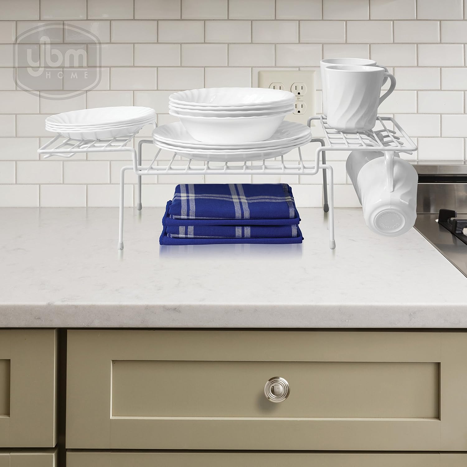 Ybm Home Wire Kitchen Counter and Cabinet Helper Shelf, Shelf Storage Organizer White 2214 (1)