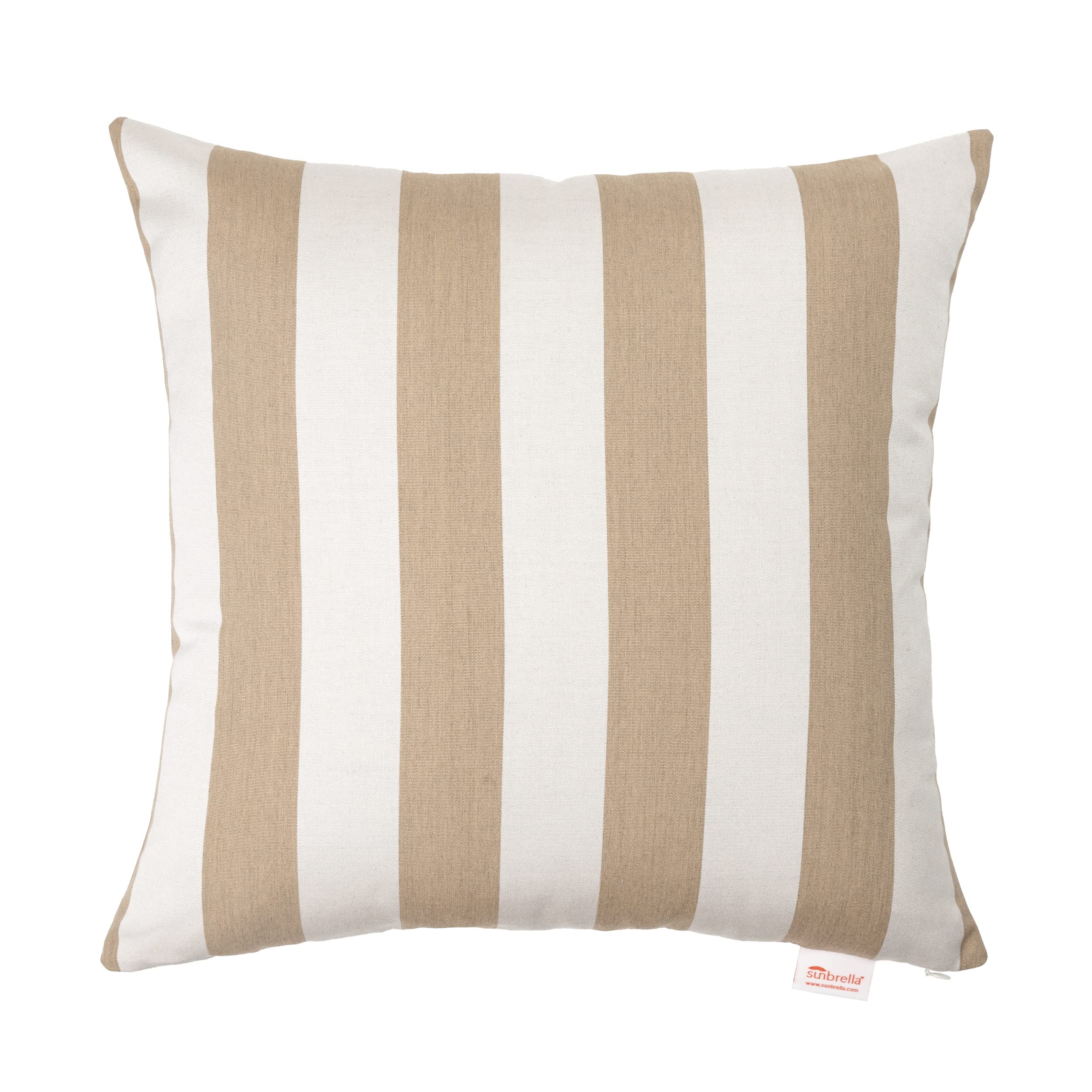 Austin Horn Classics Sunbrella Maxim Heather Beige Stripe Pillow Set, Decorative Pillows, Living Room Throw Pillow Sets, Washable Outdoor/Indoor Inserts (Set of 2, 20x20, Square)