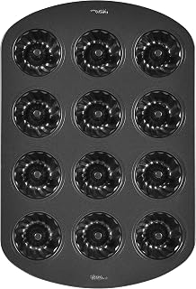 Wilton Non-Stick Mini Fluted Tube Pan, 12-Cavity, Steel, Multi-Cavity Mini Cake Pan, Black