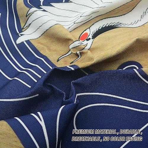 Miniatura 5 de LIGICKY Cortina de puerta Noren japonesa retro de lino blanco con estampado de ondas azules, tratamiento de ventana asiática, tapiz de puerta