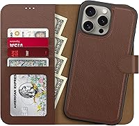 Vista 39 de Funda tipo cartera para iPhone 14 Pro Max, funda desmontable con tapa y bloqueo RFID, 4 ranuras para tarjetas, funda de piel sintética de alta