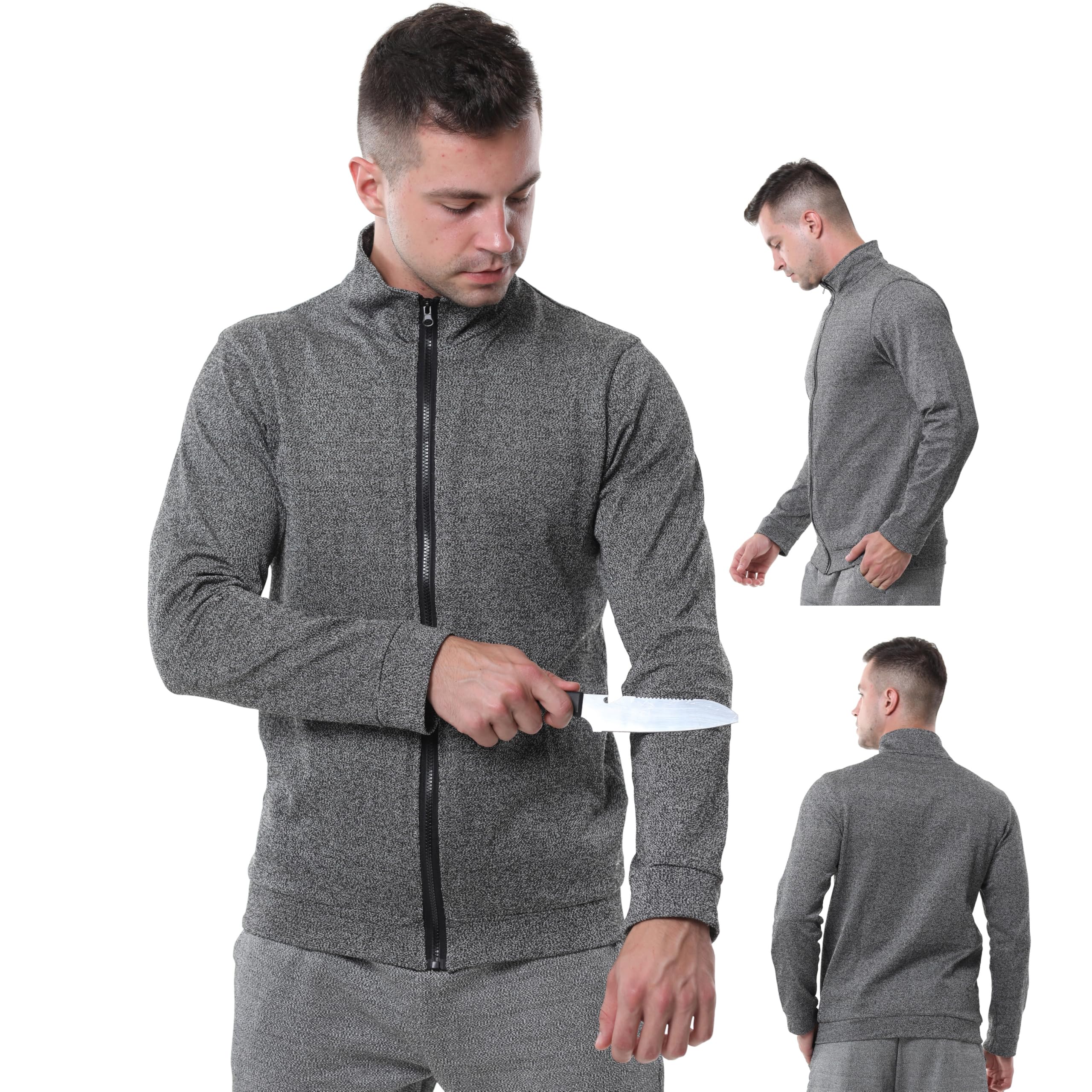 Ropa Antipuñaladas De 5 Niveles: Camiseta De Manga Larga Antimordidas, Chaqueta Táctica, Ropa De Seguridad Anticortes Para Policías Y Personal De Seguridad.,Grey-M