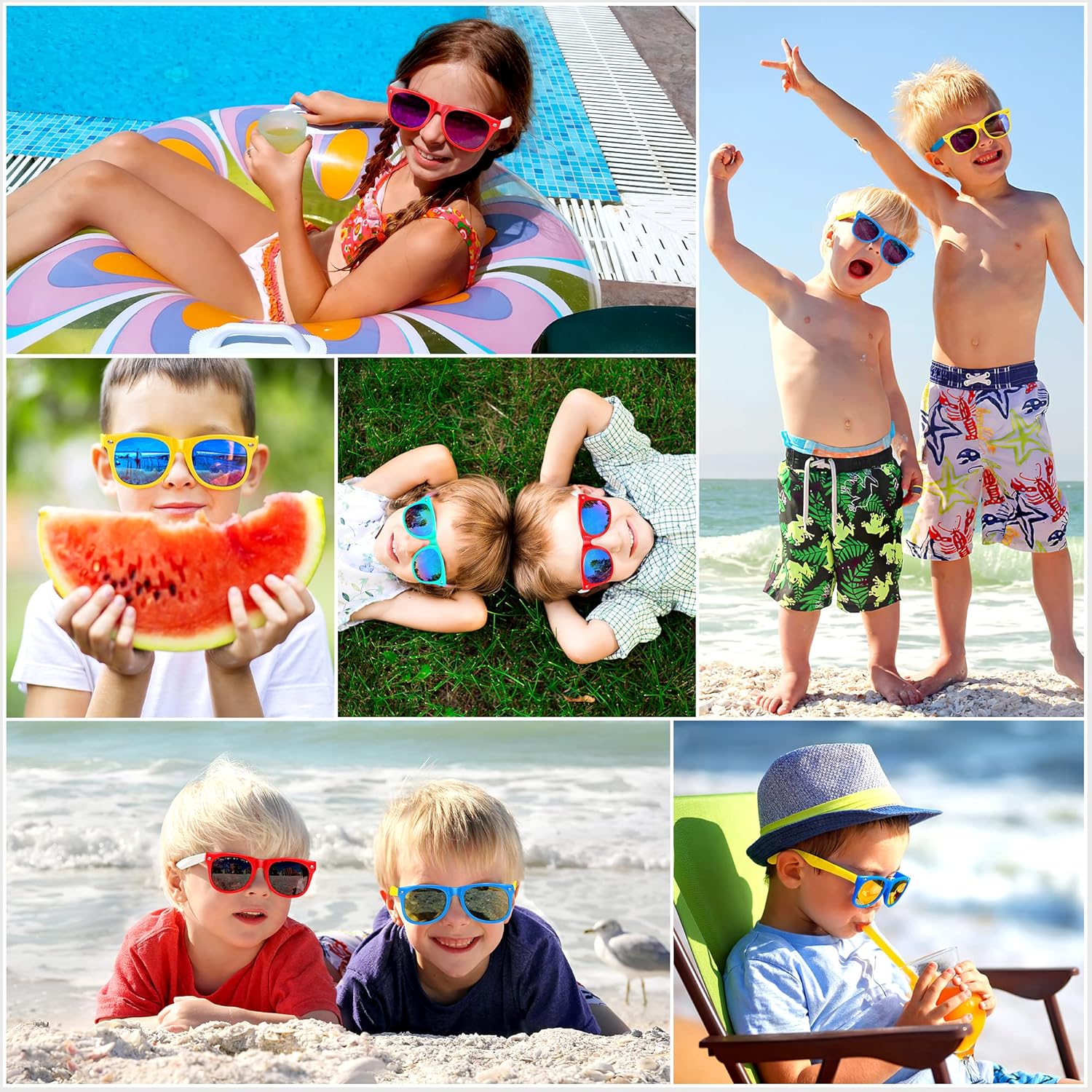 GIFTINBOX Kids Sunglasses Bulk, 24Pack Kids Sunglasses Party Favor with UV Protection for Boys Girls, Birthday Party Supplies for Beach Pool Goody Bag Toy Gift for Kids 3-8…