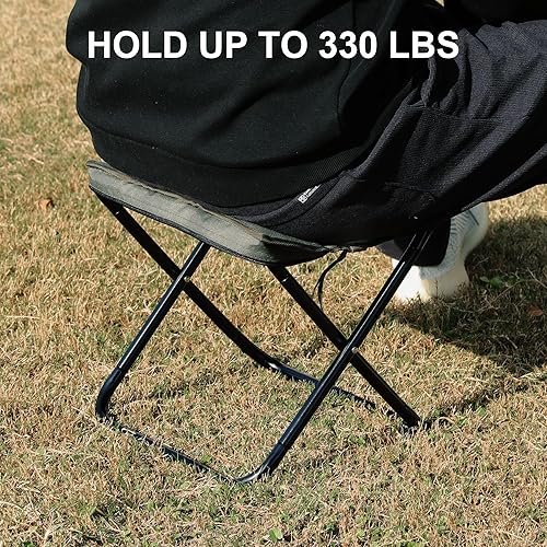 Miniatura 6 de TOBTOS Taburete plegable portátil para acampar, silla plegable ligera con cremallera, taburete de campamento resistente de aleación de aluminio para