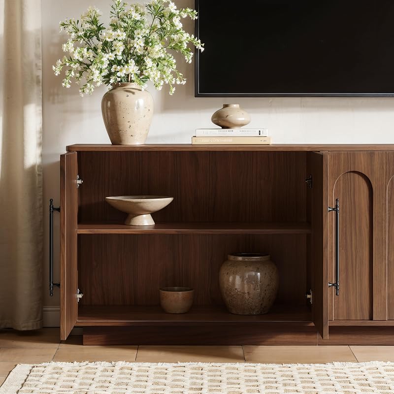 Evermagin 94.5" Extra Long Arched TV Stand for TVs Up to 100 Inch (Walnut) image 6