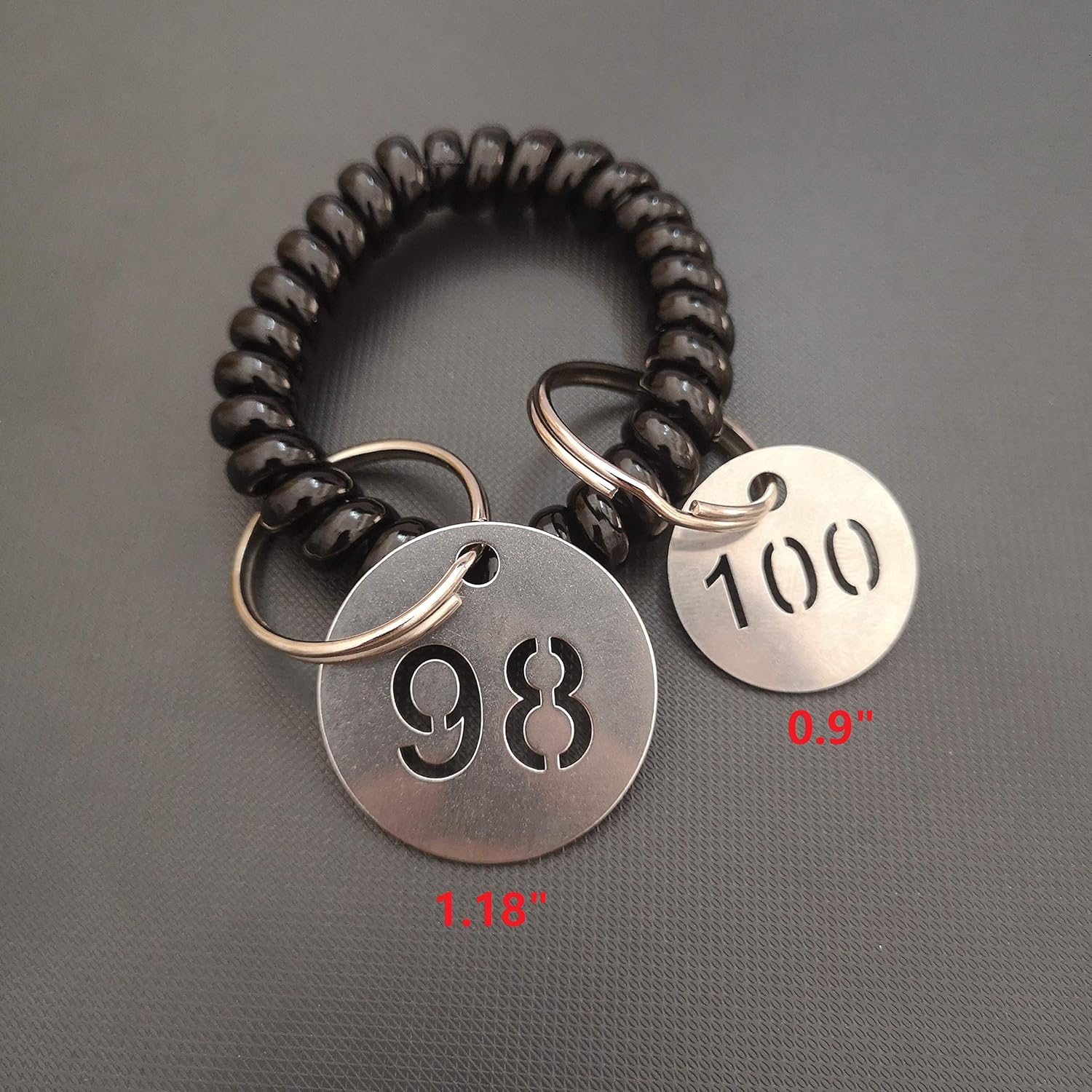 Diameter 1.18 Inches Bigger Hollowed Stainless Steel Number Tags Key Tags with Rings (1-100)