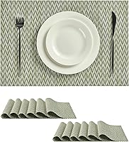 Vista 134 de Leetaltree - Juego de 6 manteles individuales, resistentes al calor, antideslizantes, para mesa de comedor, lavables, duraderos, tejido de PVC Azul