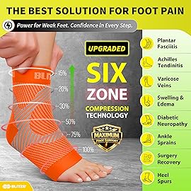 Compression Socks for Plantar Fasciitis, Achilles Tendonitis, Arthritis Relief, Ankle Brace Compression Sleeve with Foot Arch Support, Ankle Wrap for Women, Men, Swelling & Heel Pain Orange XXL