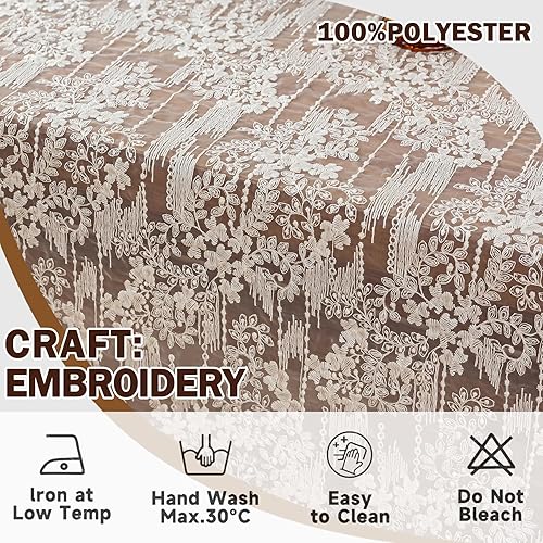 Miniatura 4 de Lace Embroidered Tablecloth. Square Lace Vintage Tablecloth Dustproof Table Protector for Kitchen Dining Room Party Banquet Home Picnic Wedding