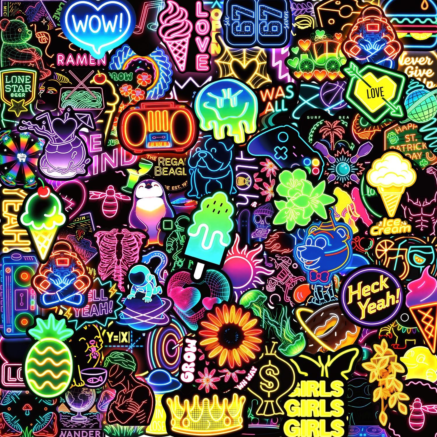 200 Pcs Waterproof Neon Water Bottle Stickers, Great for Laptops & Journals