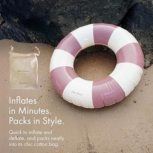 Miniatura 6 de Petites-Pommes Flotadores de piscina para niños pequeños  Tubo interior duradero, estampado a mano, diseño clásico a rayas, costuras suaves y