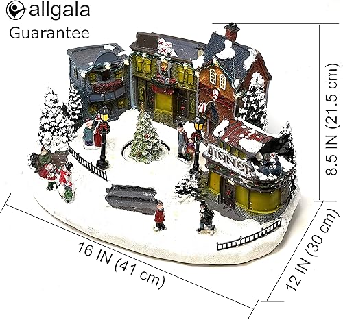 Miniatura 2 de allgala Figura coleccionable hecha a mano de poliresina para casa de Navidad con USB y batería de doble fuente de alimentación, cena y árbol