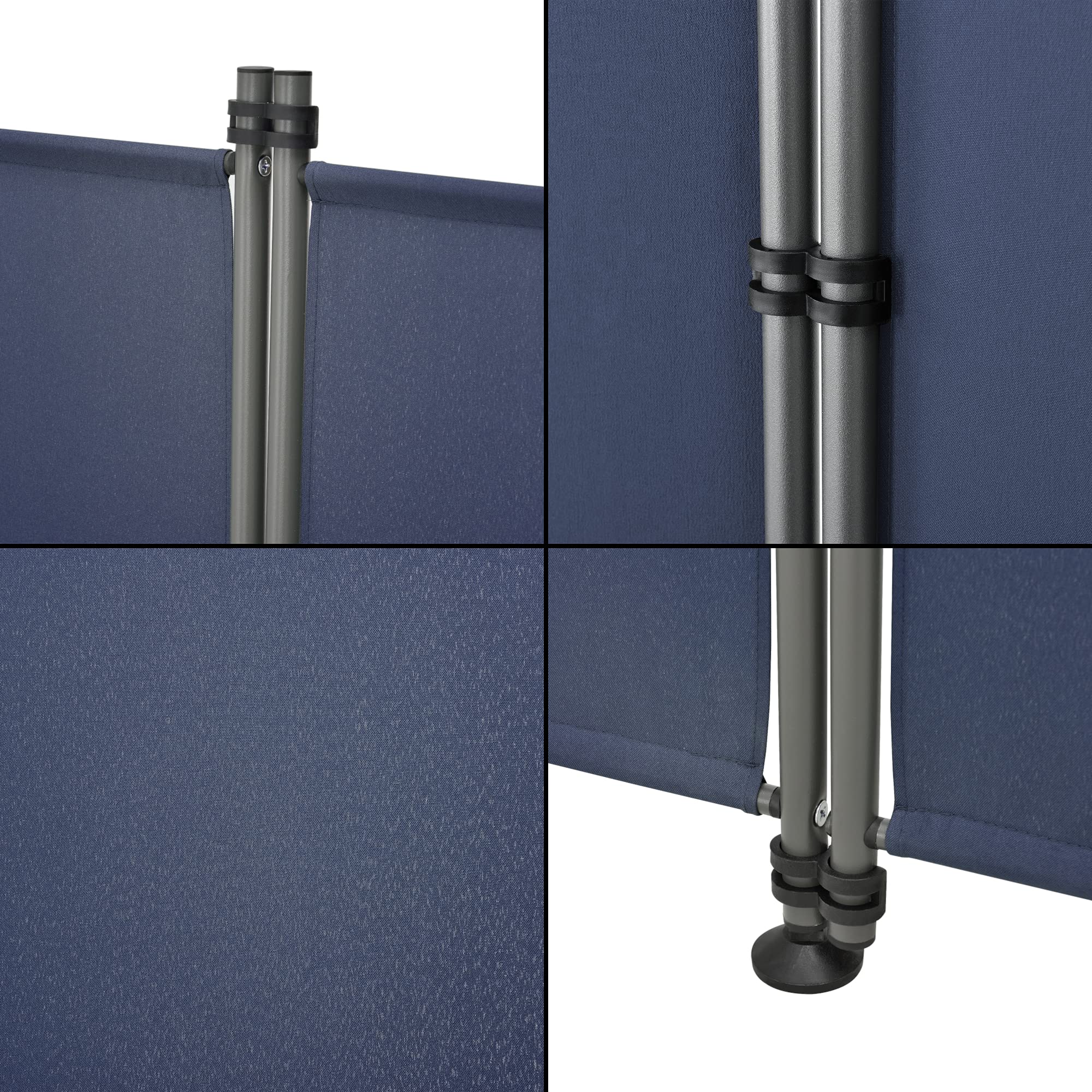 Paravent de Confidentialité Brise-Vue Séparateur à 4 Panneaux Résistant pour Extérieur Intérieur Acier Polyester 215 x 170 cm Bleu Foncé