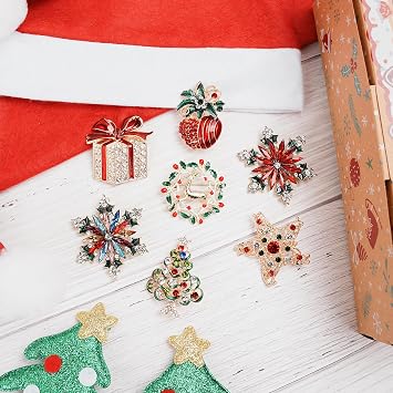 Qenk 12PCS Christmas Pins and Brooches for Women, Christmas Brooch Set