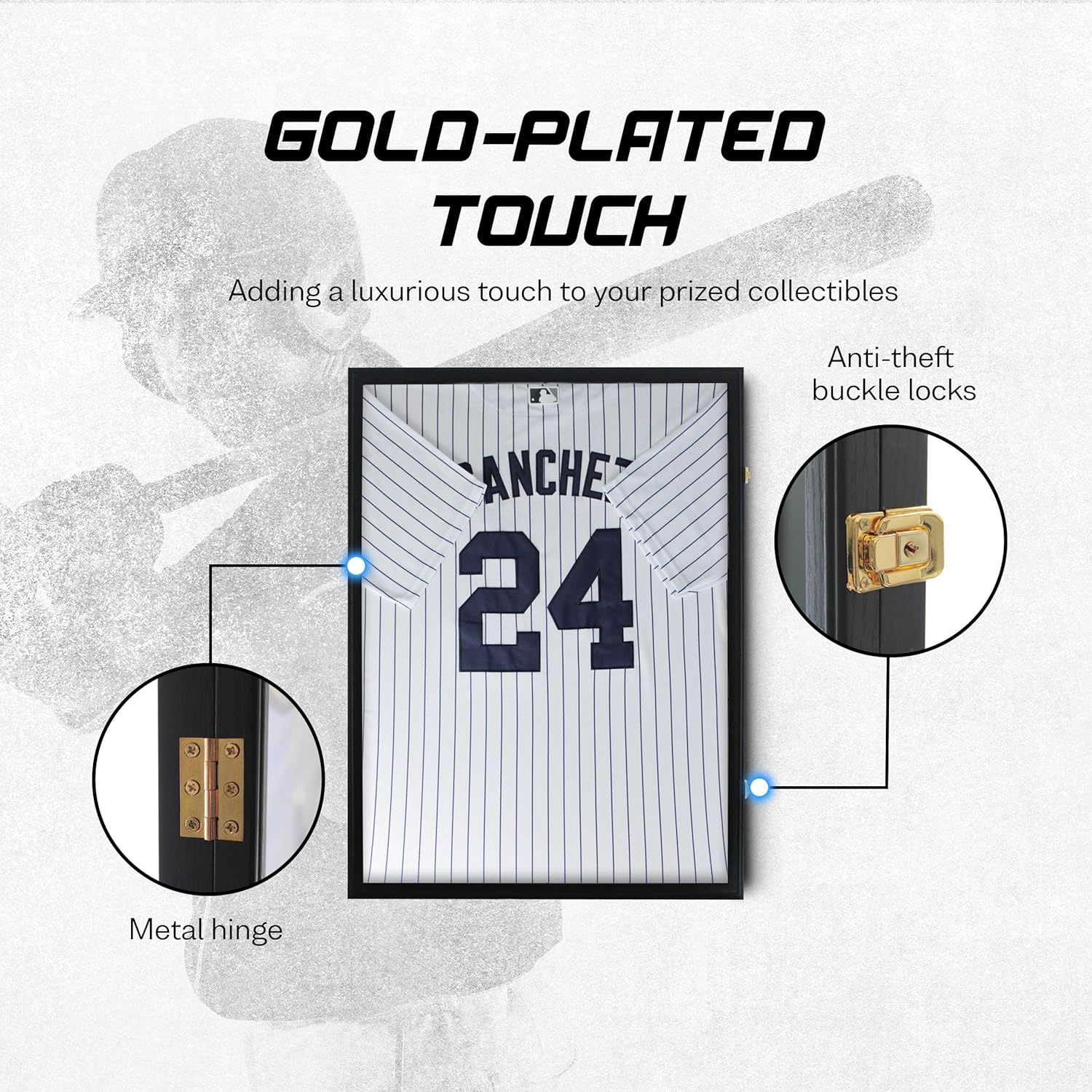 Jersey Frame Display Case, Large Jersey Shadow Box Frame for Football Jersey Display Case with 98% UV Protection Acrylic Basketball and Hockey Jersey Display Frame Case (Black Without Light)