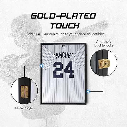 Miniatura 8 de GraceView Estuche de exhibición con marco de jersey, caja grande de sombra de jersey de fútbol con 98% de protección UV, acrílico para baloncesto y