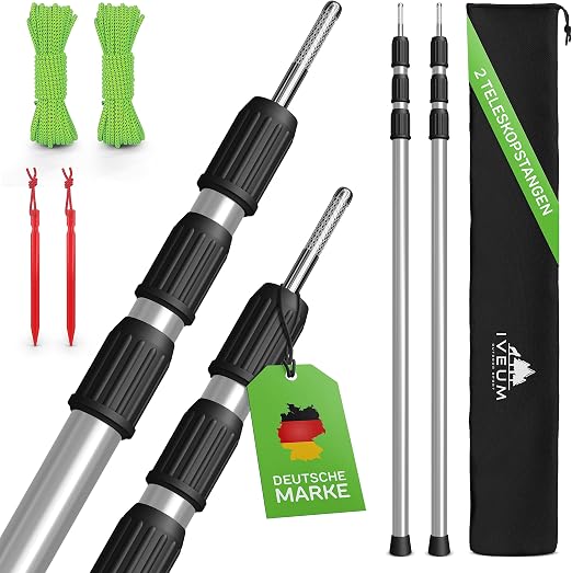 Alu Teleskopstange Blaustein Zeltstangen 2er Set - Teleskopstangen Für Sonnensegel & Tarp, 94-235 Cm, Wetterfest Für Sonnensegel Tarp Camping