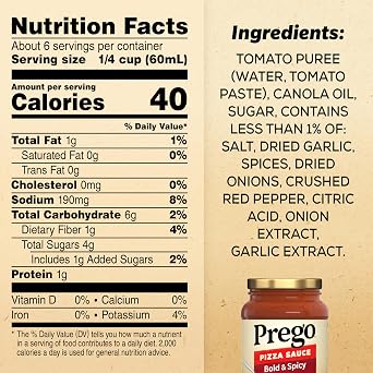 Prego Bold and Spicy Pizza Sauce, 14 oz Jar