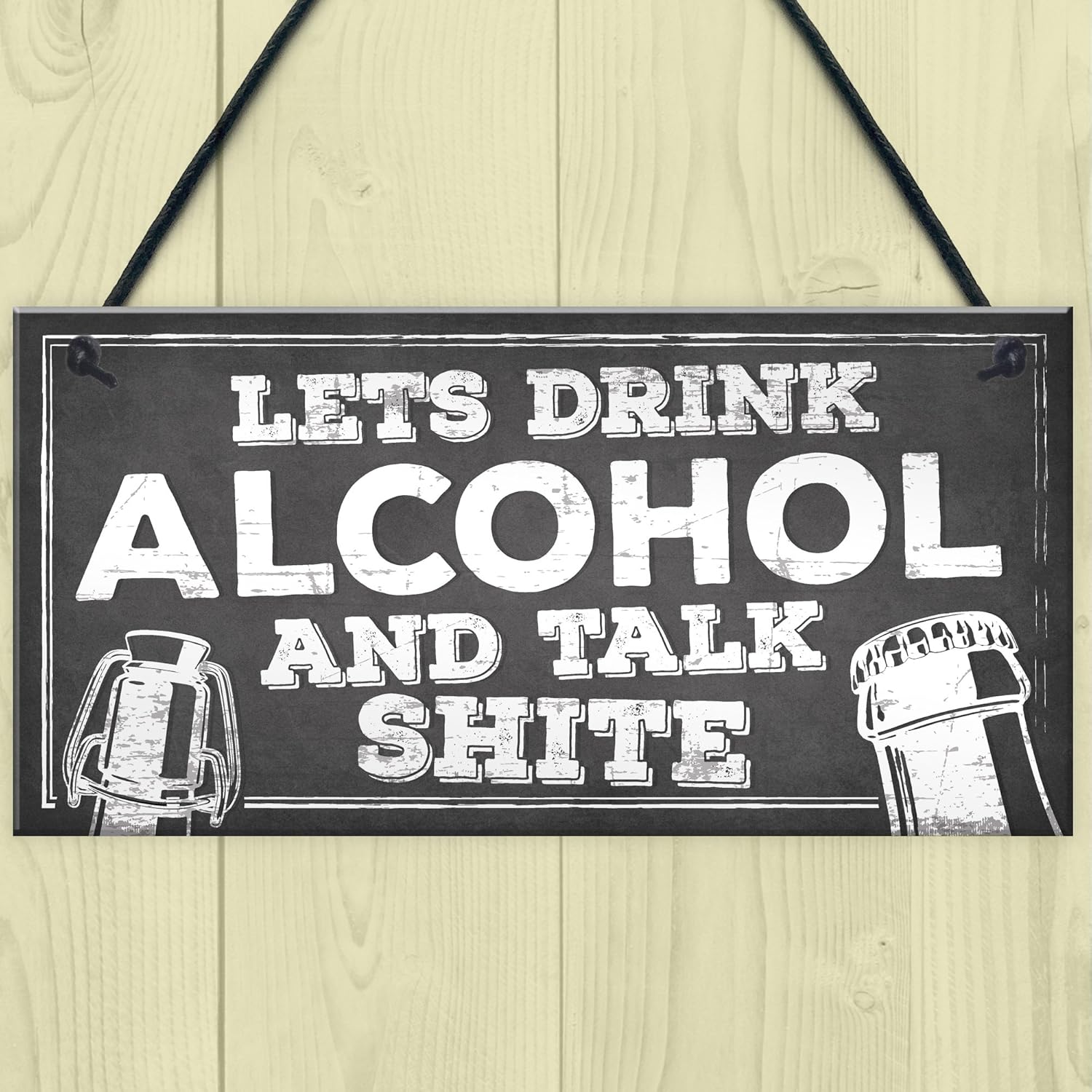 Red Ocean Novelty Funny Alcohol Sign Gin Vodka Beer Gift Friend Man Cave Home Bar Plaque Gift For Him, BLACK, 20 cm x 10 cm - Image 3