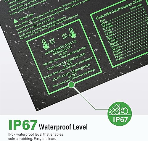 Miniatura 3 de iPower Alfombrilla para plantas con controlador digital de temperatura doble, almohadilla térmica con certificación MET, 20 x 20.75 pulgadas, color