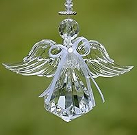 Vista 8 de Adorno de ángel acrílico de calidad de cristal (base esférica, transparente)