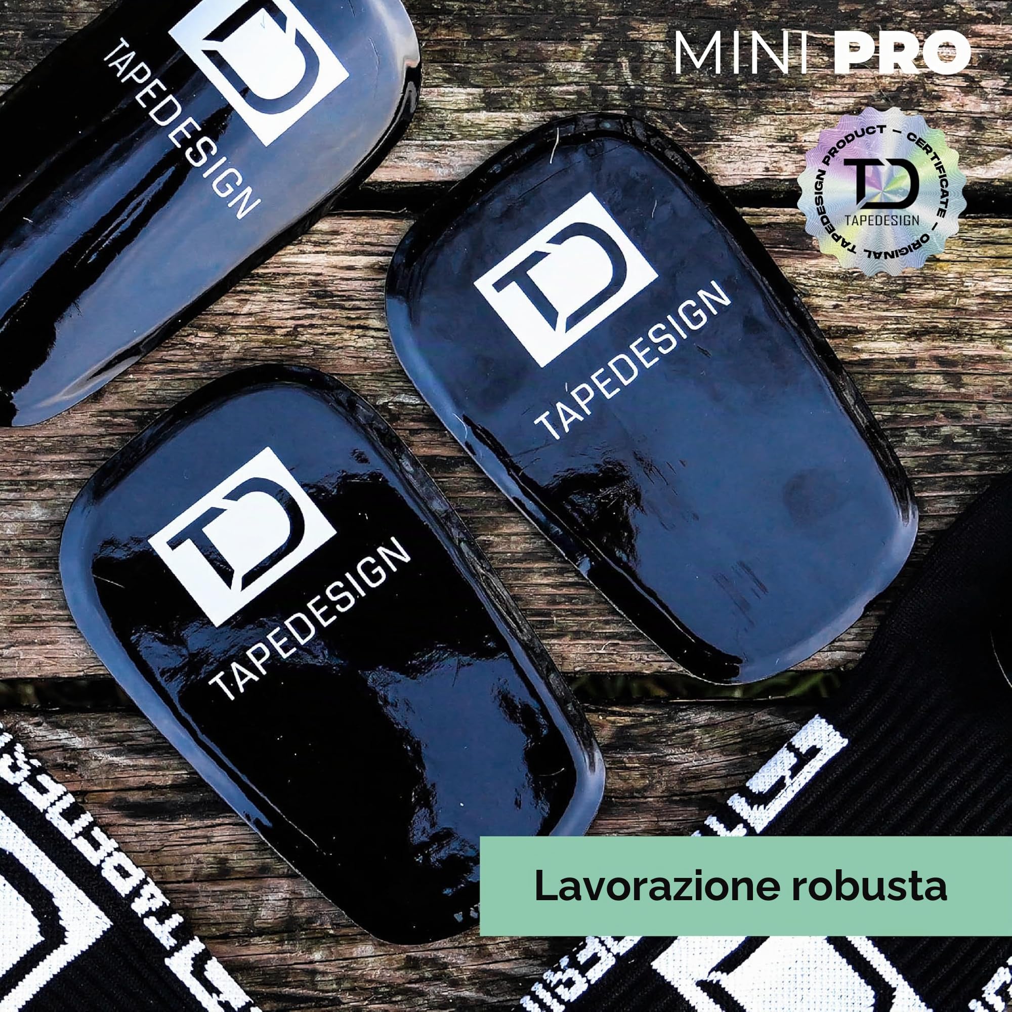 TAPEDESIGN – Parastinchi Calcio Bambino & Adulto – Ultraleggeri, Antiscivolo & Termoformabili – Shin Pads Personalizzabili – Parastinchi Piccoli Calcio Nero