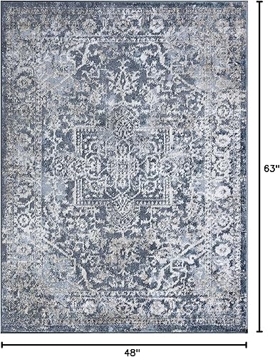 Miniatura 2 de Cinda - Alfombra de área azul de 4 x 6, 4 x 6, alfombras para sala de estar, comedor, alfombra de dormitorio, alfombra de cocina, alfombra de