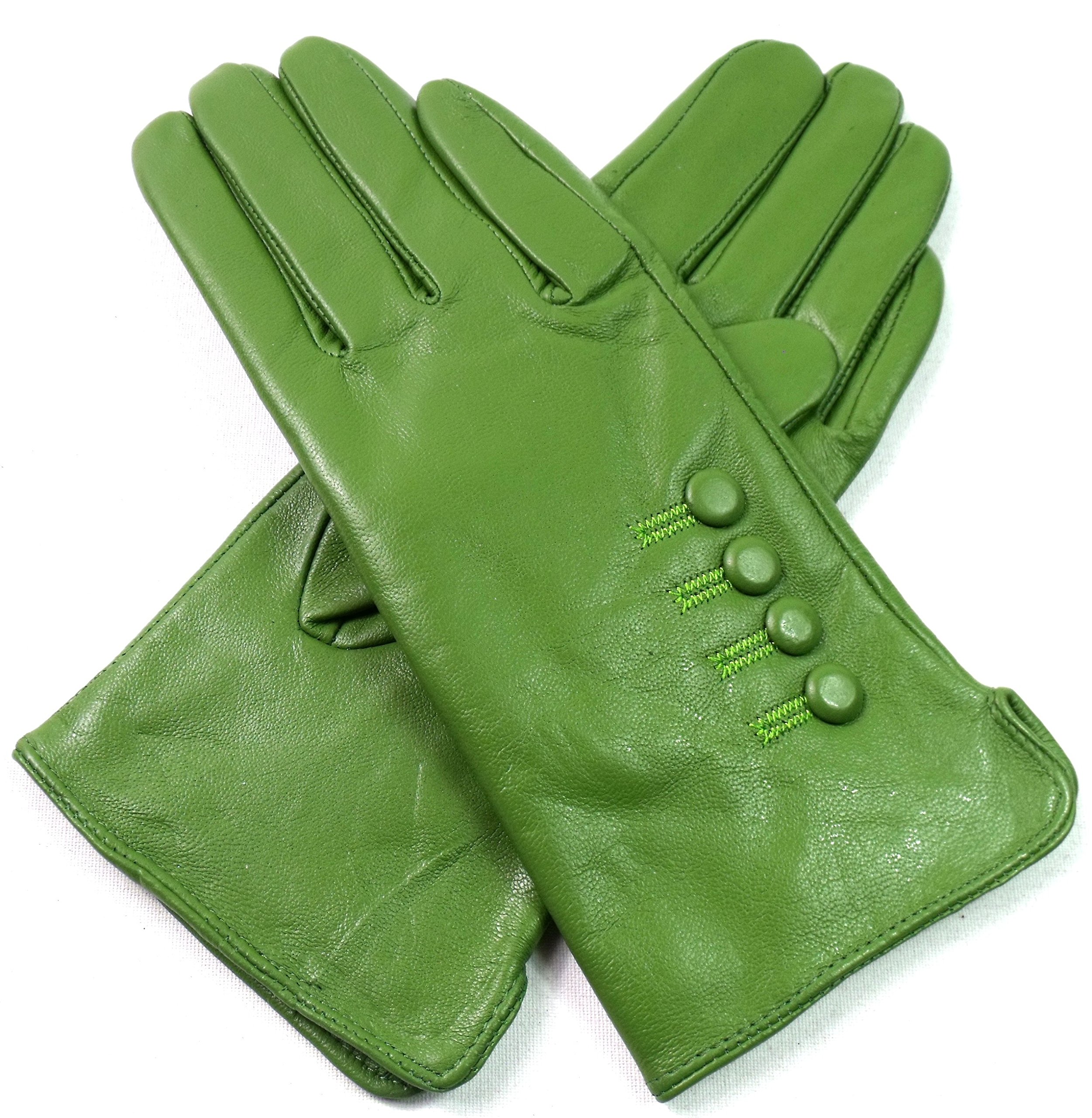 Emporium Leather Women's Green Premium Genuine Leather Gloves (Large, )