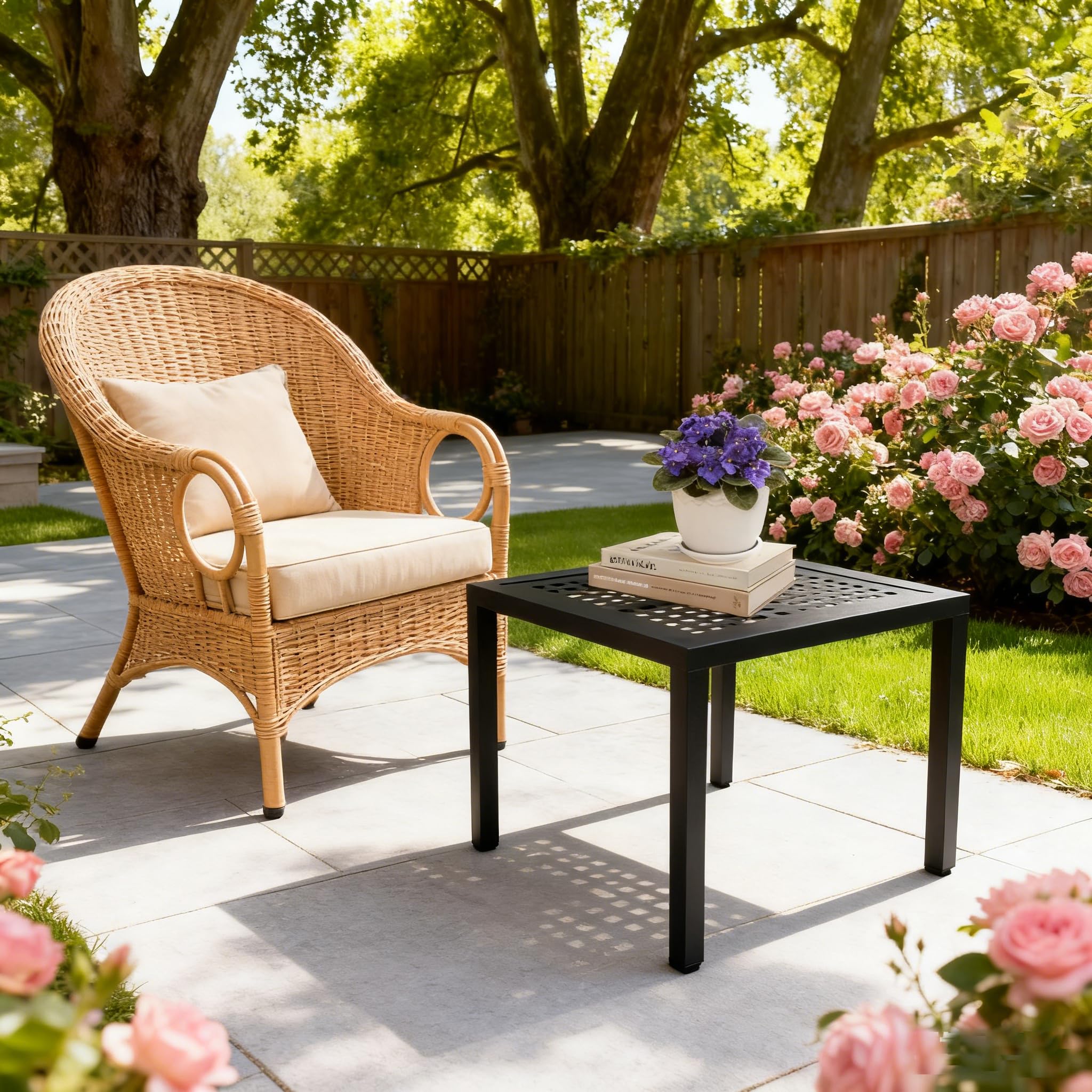 Aluminium Pflanzenständer Leiter, Platzsparend, für Innen und Außen, Terrasse, Balkon, Garten (Schwarz, 45.5*37.5CM)