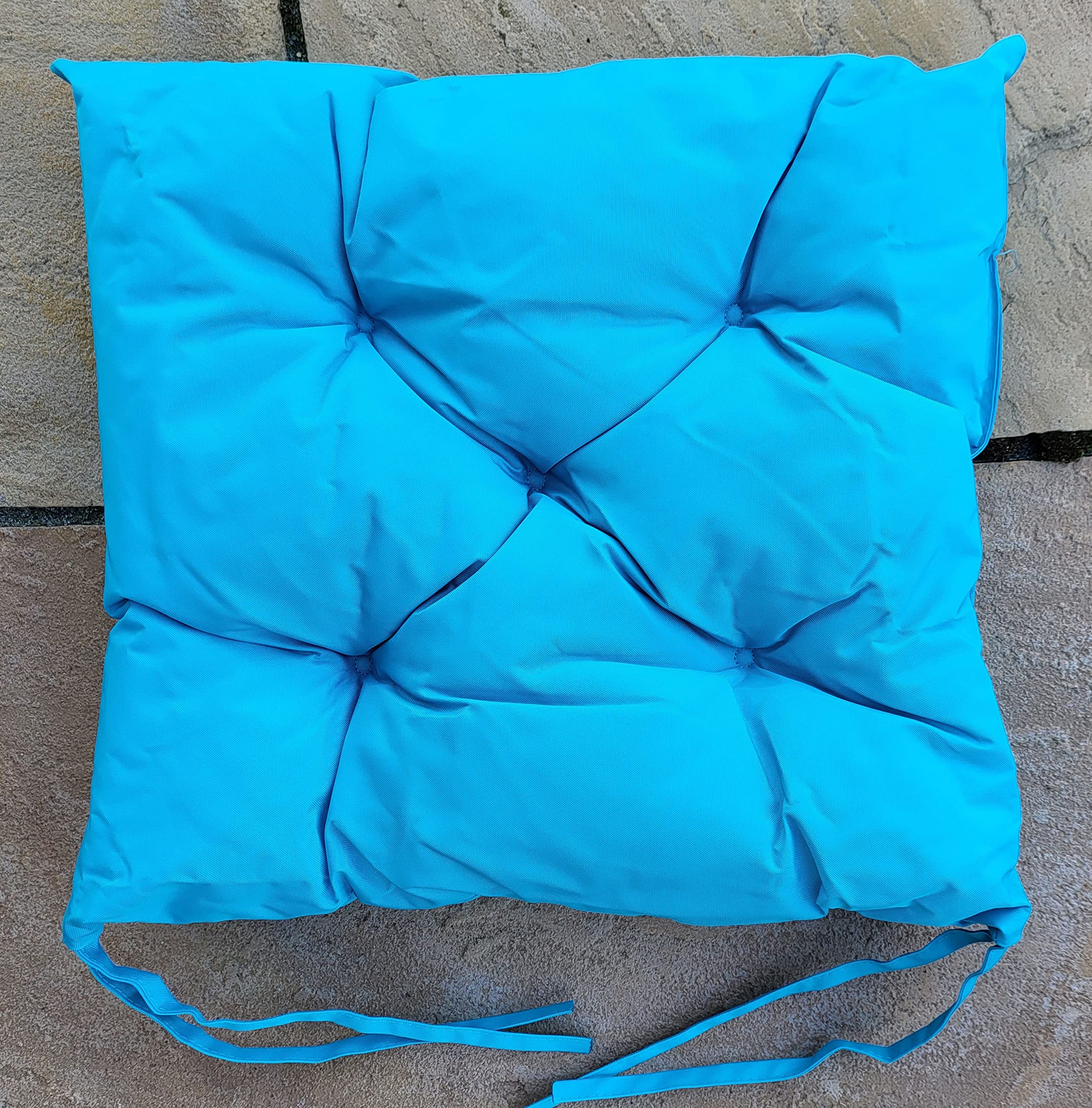 cushion mania Outdoor Chair Seat Pads Bench Pads Waterproof Garden CHUNKY Chair Seat Pads (Chair Pad (40x40x4cm), Turquoise Blue) — image 1